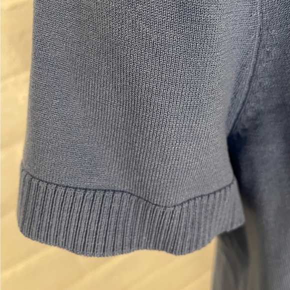 Chaus short sleeve open front cardigan, shawl collar, light blue, size L - Picture 4 of 9